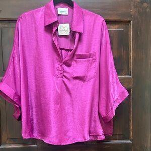 ANDREE BY UNIT Women's Shimmering Fuchsia Blouse
